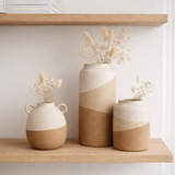 Guerre en vase J-Line - Calcitly Beige / Brown clair - étroit - Ø 16 cm en situation