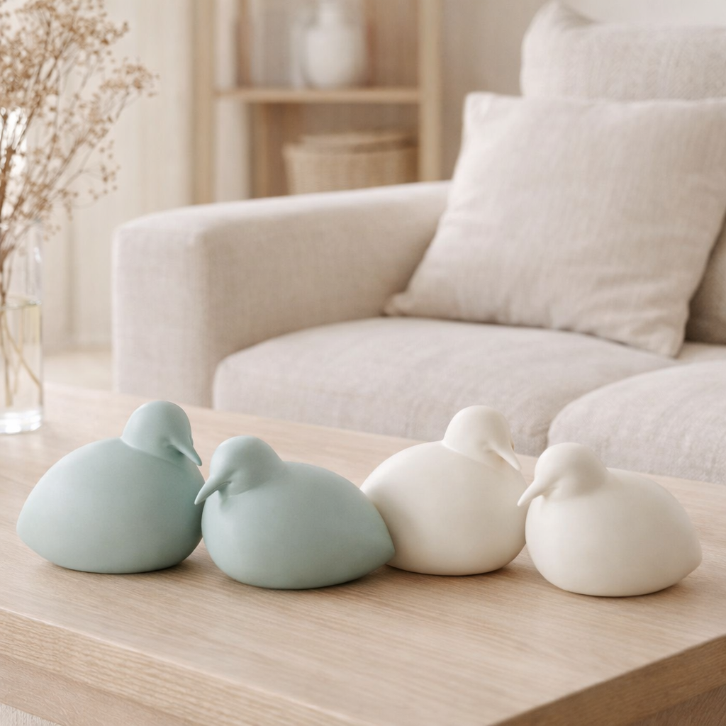 Figurine J-Line Birds Dolomite - plastique - vert bleu - 2 pièces en situation