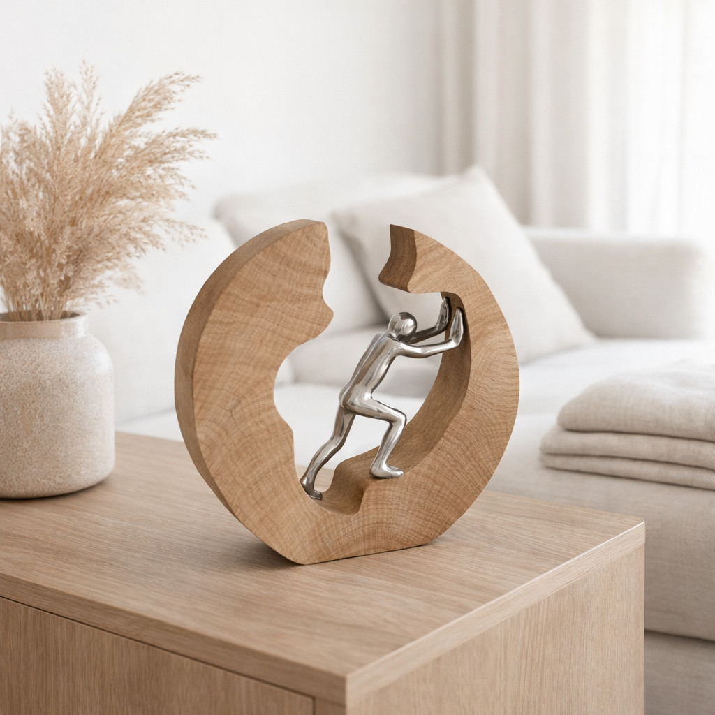 J-Ligne Pushing - Wood / Aluminium - Natural / Silver en situation
