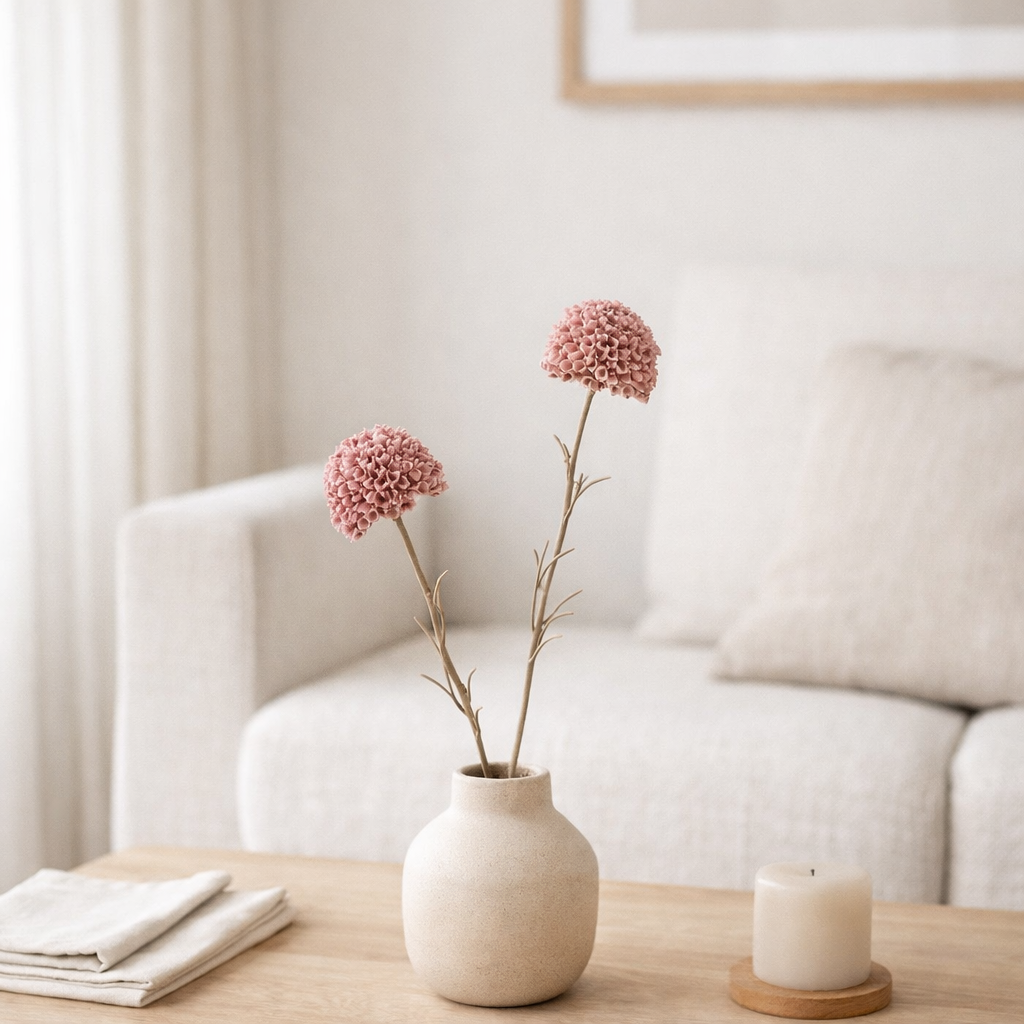J-Line décoration Branche Souci 2 Fleurs - plastique - rose en situation