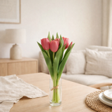 J-Line Bouquet de Tulipes 7 Pièces PU Rose Vif Small en situation