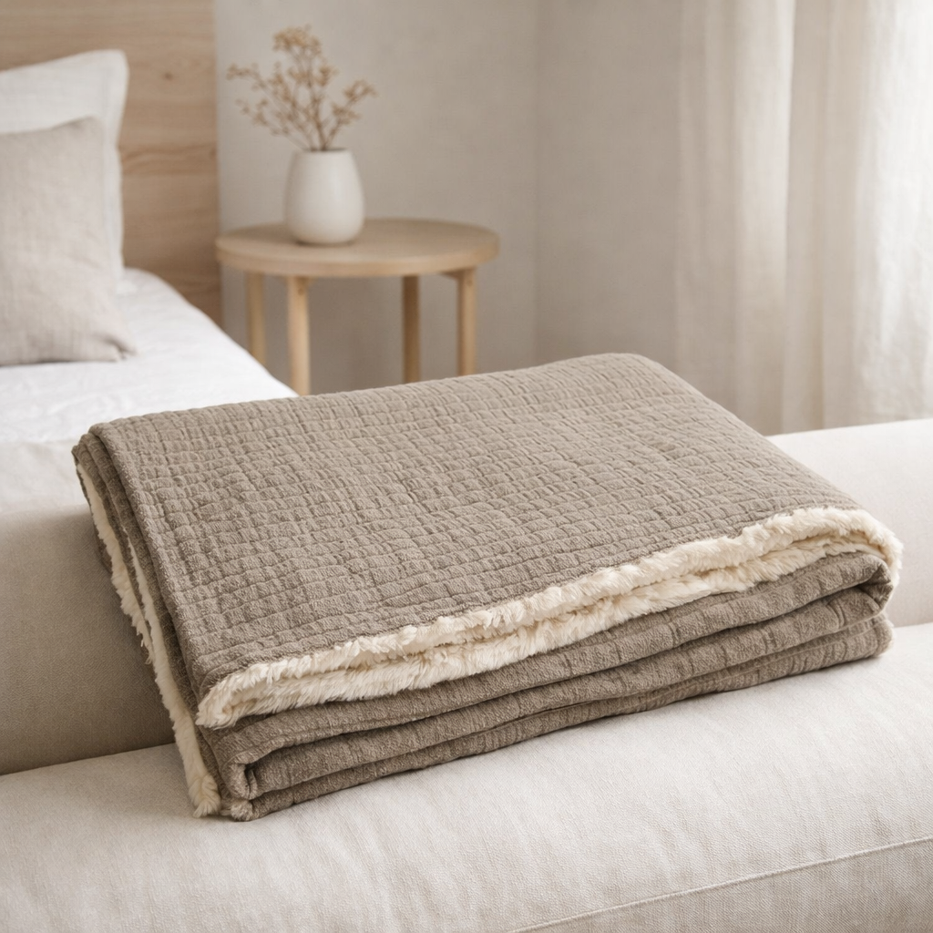 J-Line Plaid Rayures Coutures Coton/Polyester Gris en situation