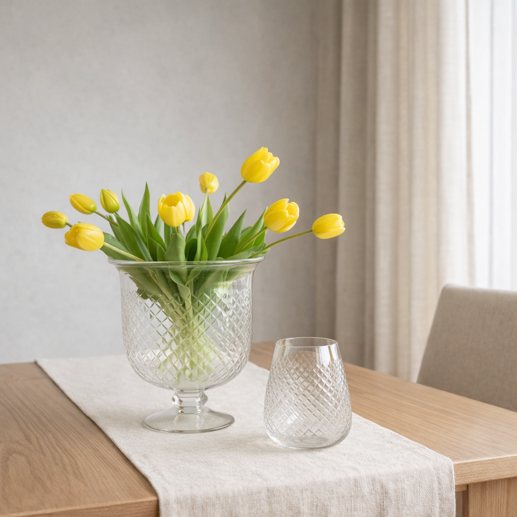 J-Line Bouquet de Tulipes 7 Pièces Pu Jaune Large en situation