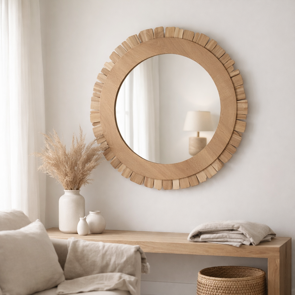 J-Line Spiegel Vacay Hout Naturel Grand en situation