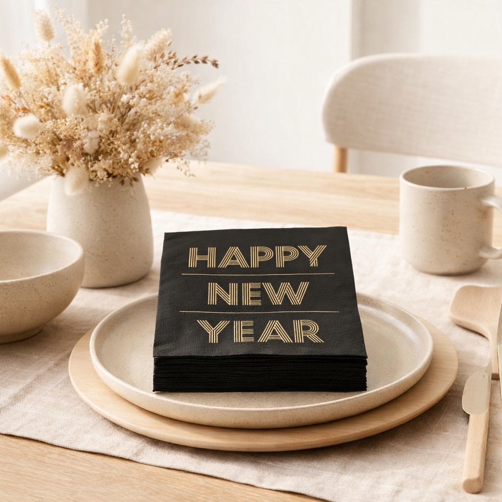 Serviettes J-Line NYE - papier - 20 par paquet - 9x en situation