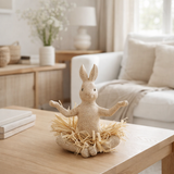 J -Liline Figure Rabbit Assis Yoga - Stone - Natural - Décoration de Pâques en situation