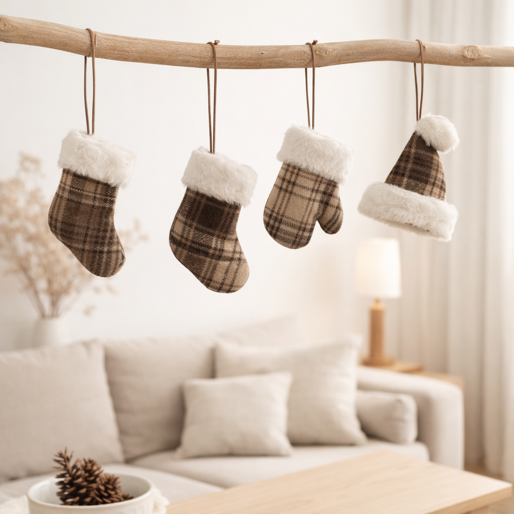 J -Liline Pendant Glove / chaussette / chapeau - Textile - Brown / Beige - 4 pièces en situation