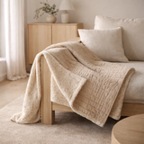 J-Line Plaid Teddy Rayures Coutures Coton/Polyester Beige en situation