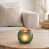 Photophore J-Line Stripe - verre - vert - petit en situation