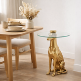 Table d'appoint J-Line Dog - aluminium/verre - or en situation