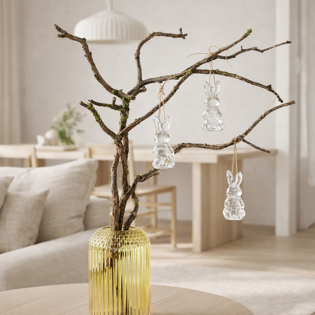 Suspension J-Line Lapins - verre - transparent - boîte de 4 en situation