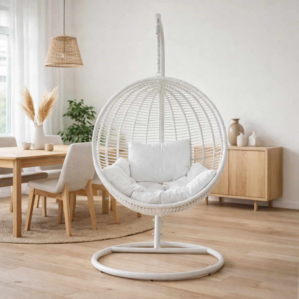 Chaise suspendue J-Line Ronde - acier - blanc en situation