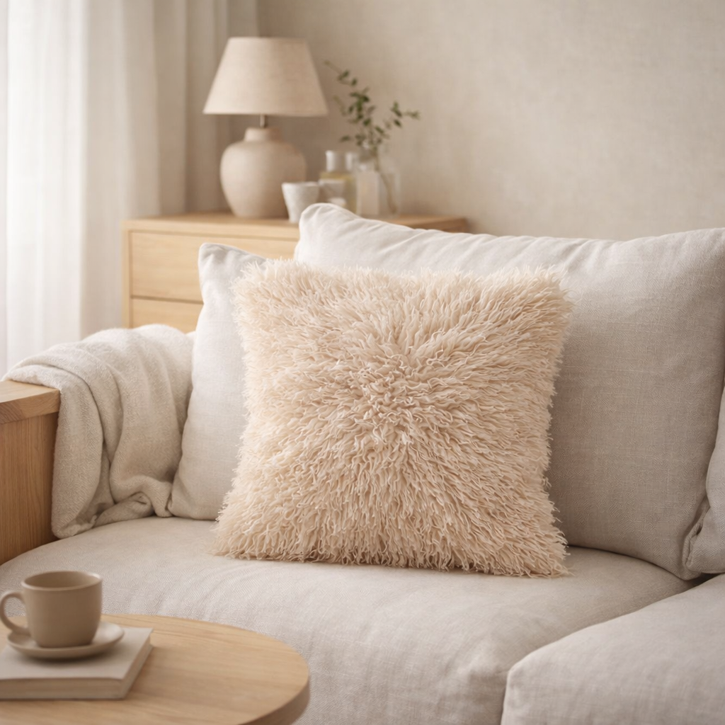 J-Line coussin Moutie - polyester - beige en situation