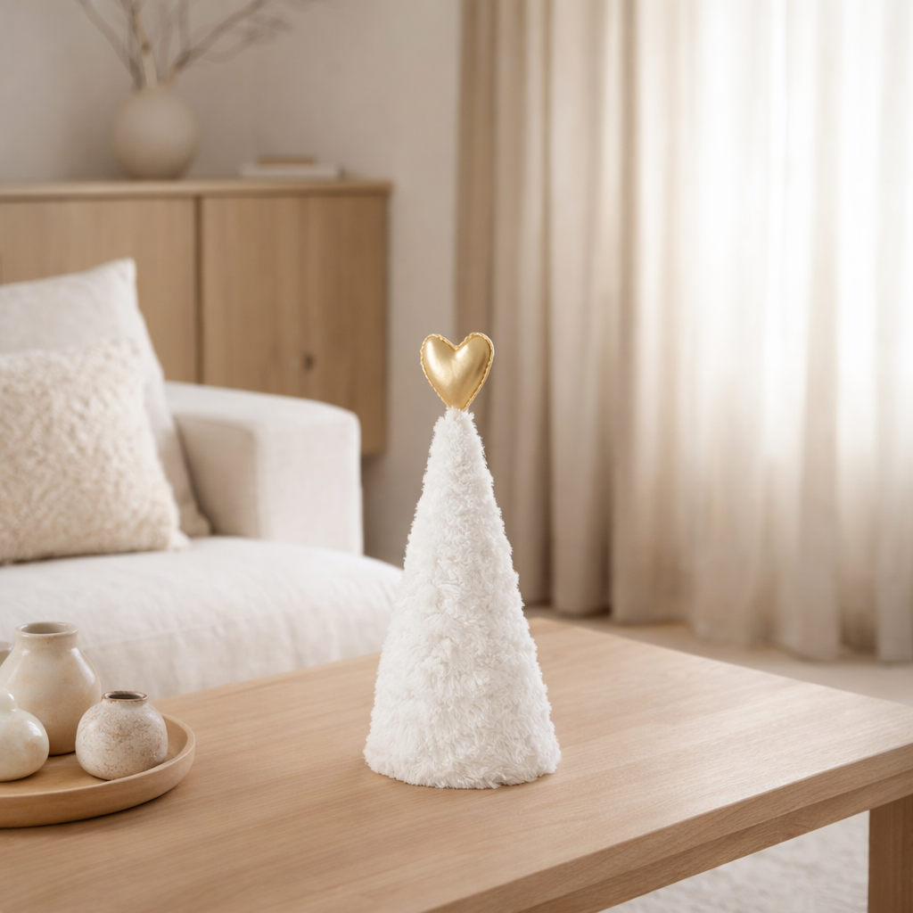 J-Line Christmas Tree Heart Golden Core Polyester blanc / Gold Color Medium en situation
