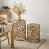 Table d'appoint J-Line Leaf - aluminium - or - lot de 2 en situation