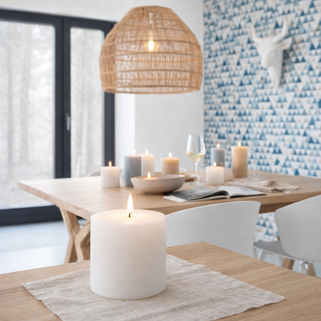 Bougie cylindrique J-Line - blanche - 65U en situation