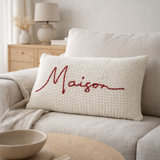 Coussin J-Line Maison - polyester/acrylique - rouge/blanc en situation