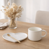 J-Line tasse + soucoupe + cuillère Hart Frans - porcelaine - blanc - 6 pièces en situation