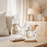 Figurine J-Line Poulet + Oeuf - aluminium - blanc - grand en situation