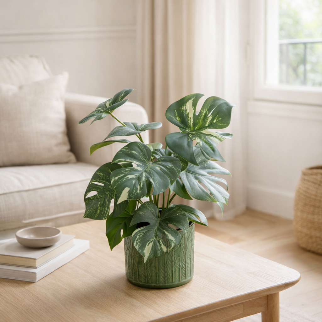 J-Line Monstera en pot - plastique - vert en situation