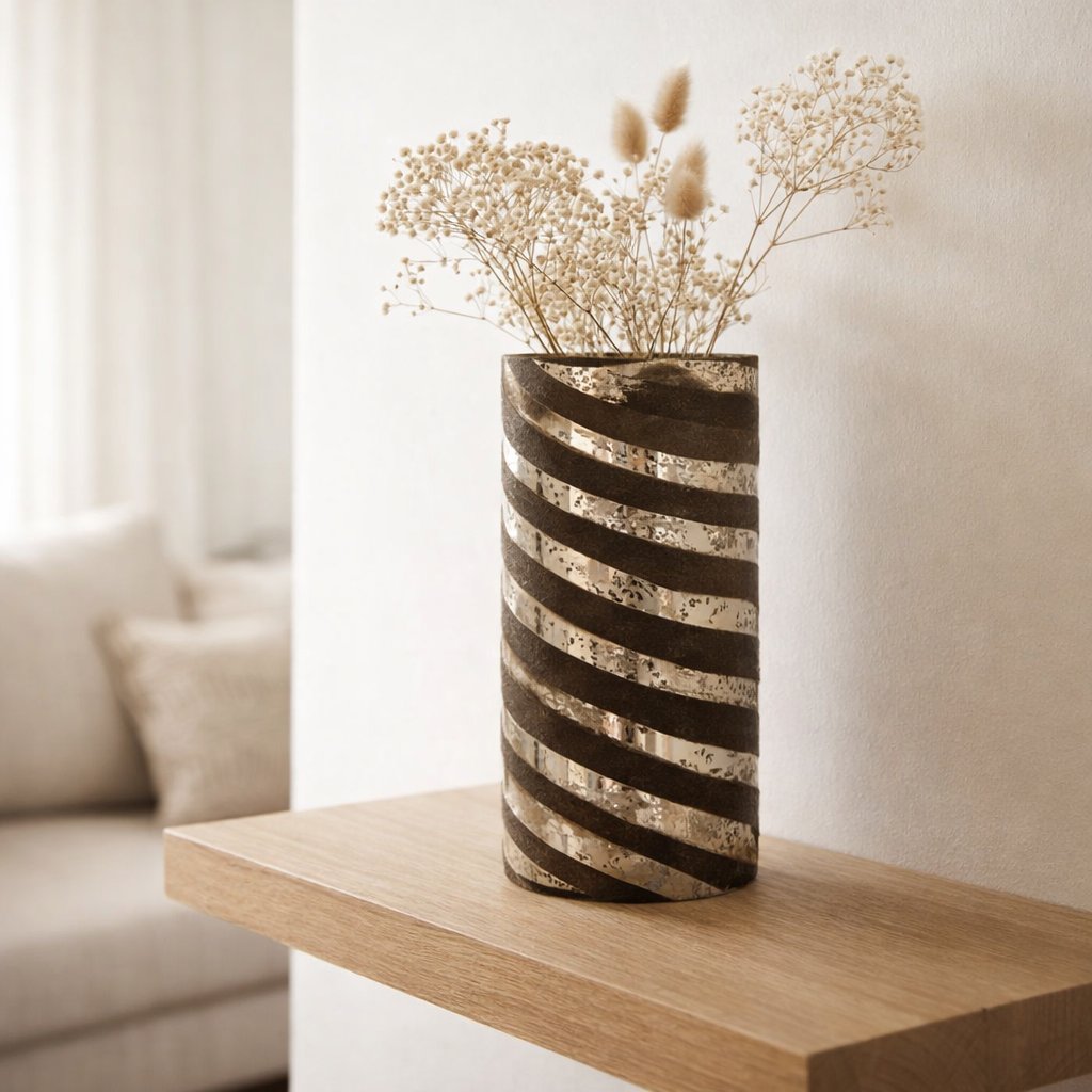 J-Stripes en vase en ligne Round - Verre - Silver - Small - 28 cm de haut en situation