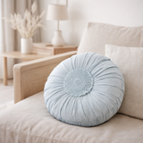 J-Line coussin Round Lace - coton - bleu en situation