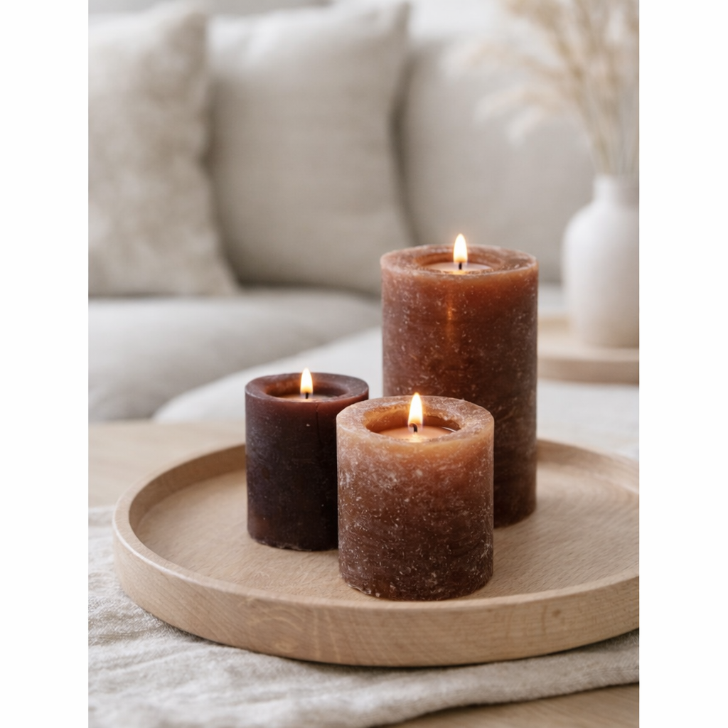 Bougie cylindrique J-Line - marron - petite - 18U en situation