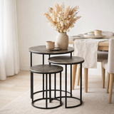 Table d'appoint J-Line Round - aluminium - noir/gris - lot de 3 en situation