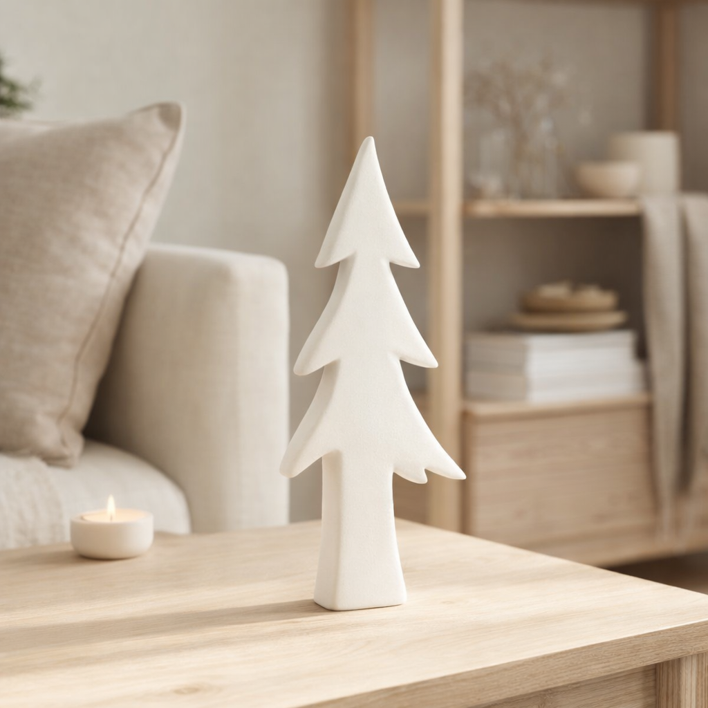J-Line décoration sapin de Noël - céramique - blanc - moyen en situation