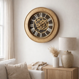 J -line Klok à l'intérieur - Wood - Gold - Ø 50 cm en situation