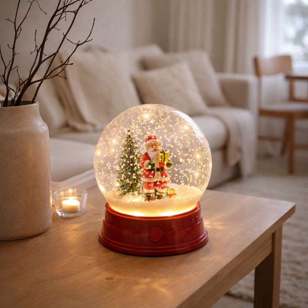 J-Line Boule à Neige Père Noël Arbre LED Résine en situation