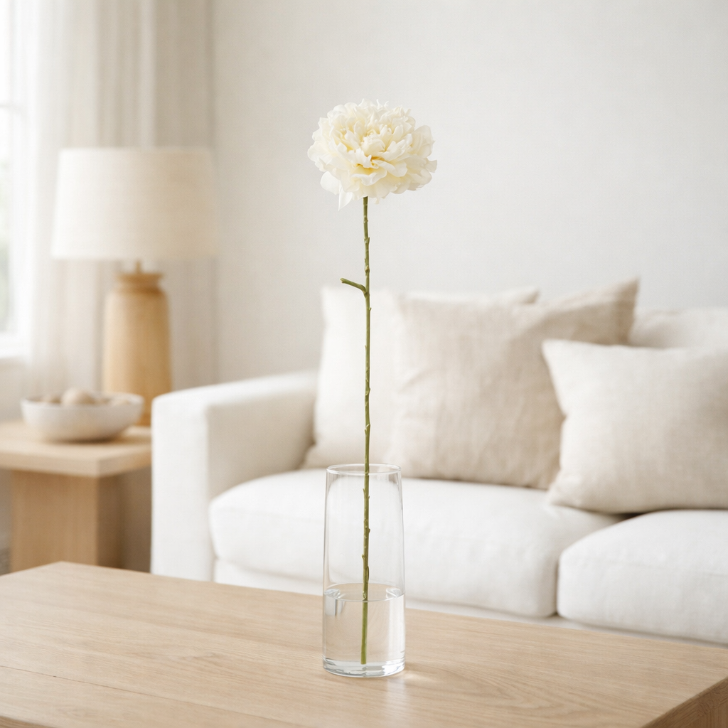 J-Line Pivoine artificielle blanche en situation