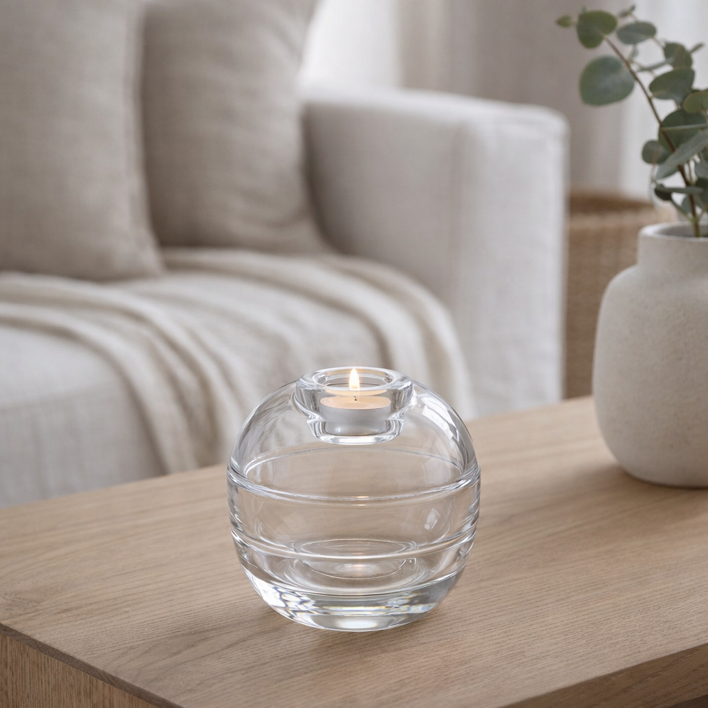 J-Line Pot Bougeoir Verre Transparent en situation