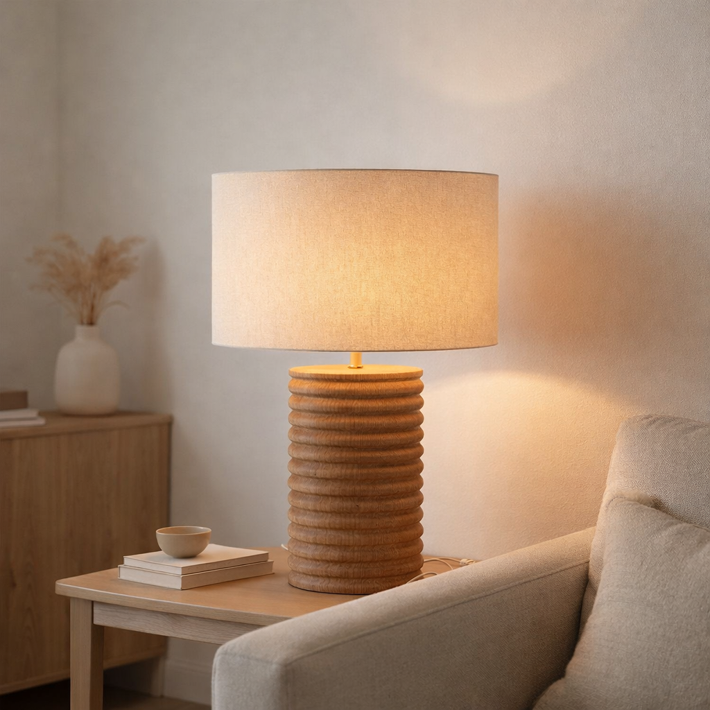 J -Liline Lampe large - bois - naturel / gris en situation