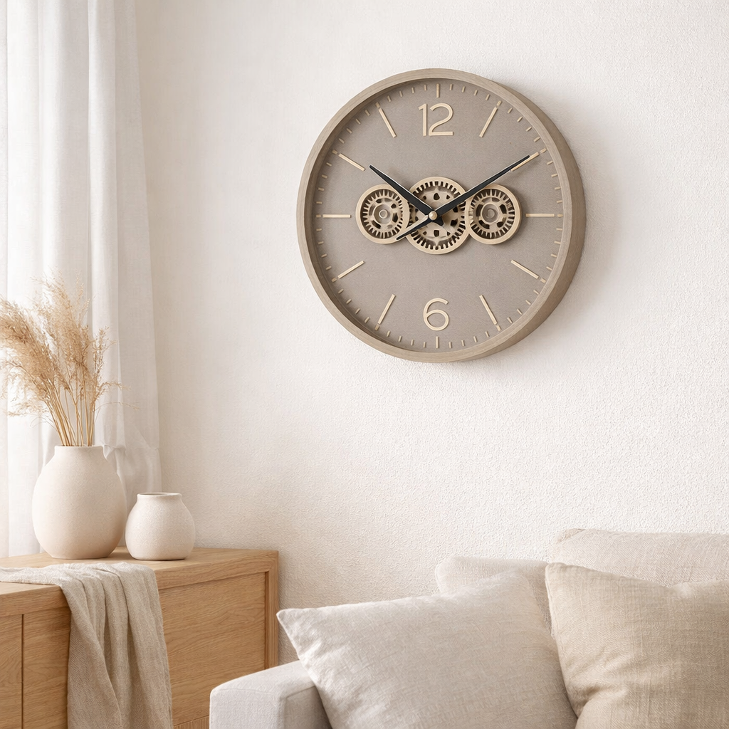 J -line Klok Gear MDF - Gray / Gold - Small - Ø 39 cm en situation