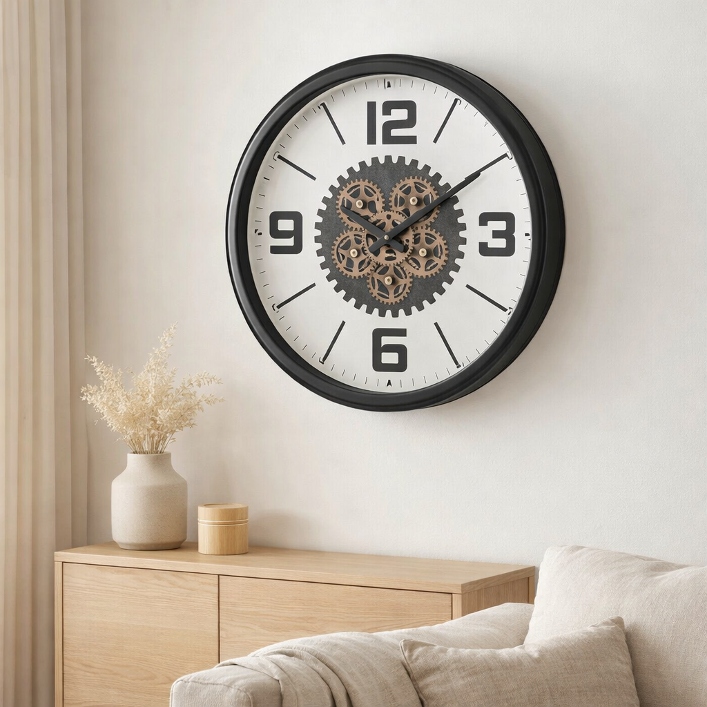 J -line Klok Tandiel - Wood - noir / blanc - grand - Ø 60 cm en situation