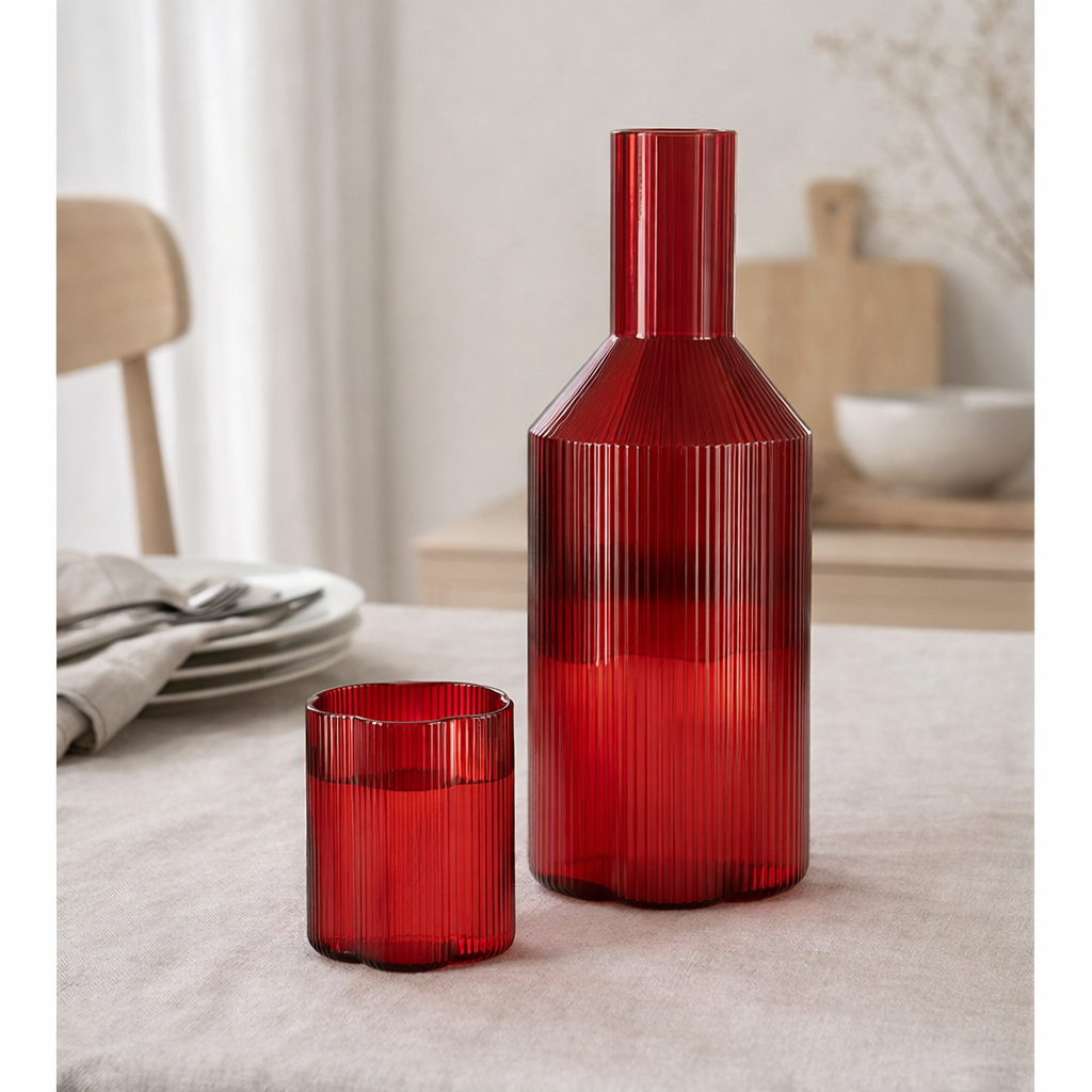 Carafe J-Line Fiore - verre - rouge en situation