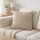 Coussin J-Line Fleurs/Feuilles - coton - taupe/beige en situation