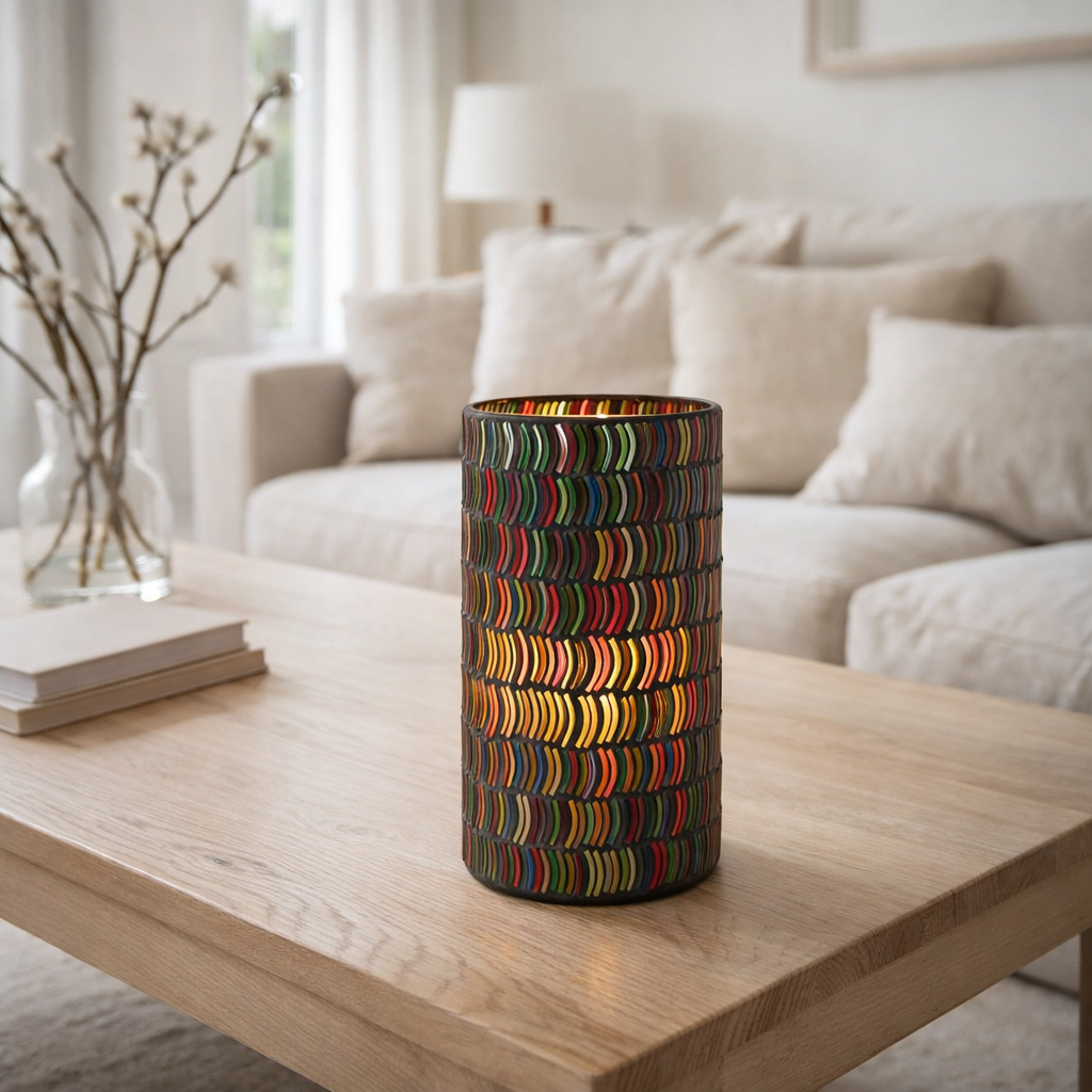 Lanterne J-Line Mosaic Curve - verre - mix - grand en situation