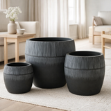 J -Liline Flowerpot Fiberlei - Céramique - noir - 3 pièces - Ø 50,5 cm en situation