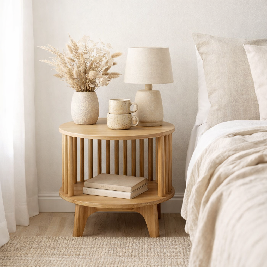 Table de chevet J-Line Live - bambou - naturel en situation