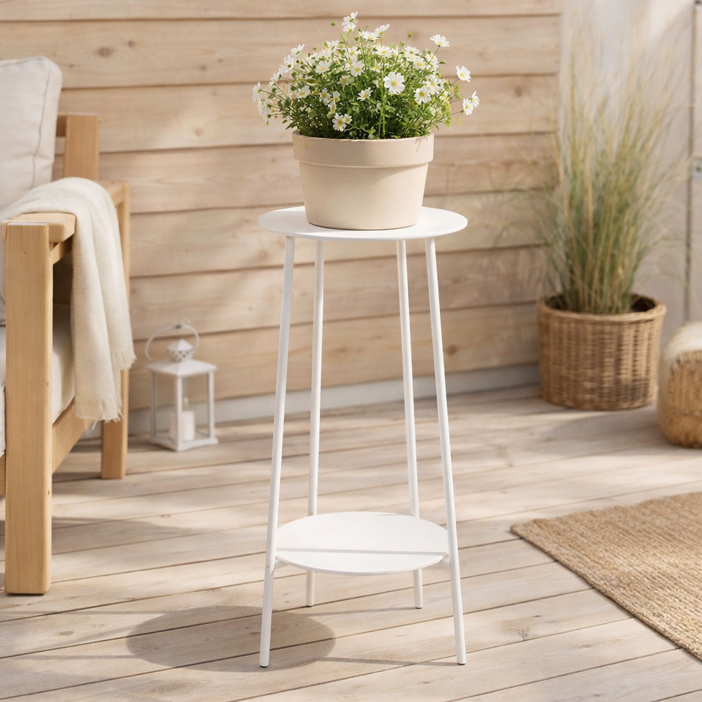 J-Line Jardinière Deux Métal Blanc en situation