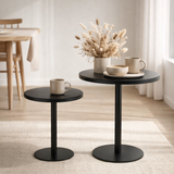J-Line Lot de 2 Tables d'Appoint Rondes Métal Noir en situation