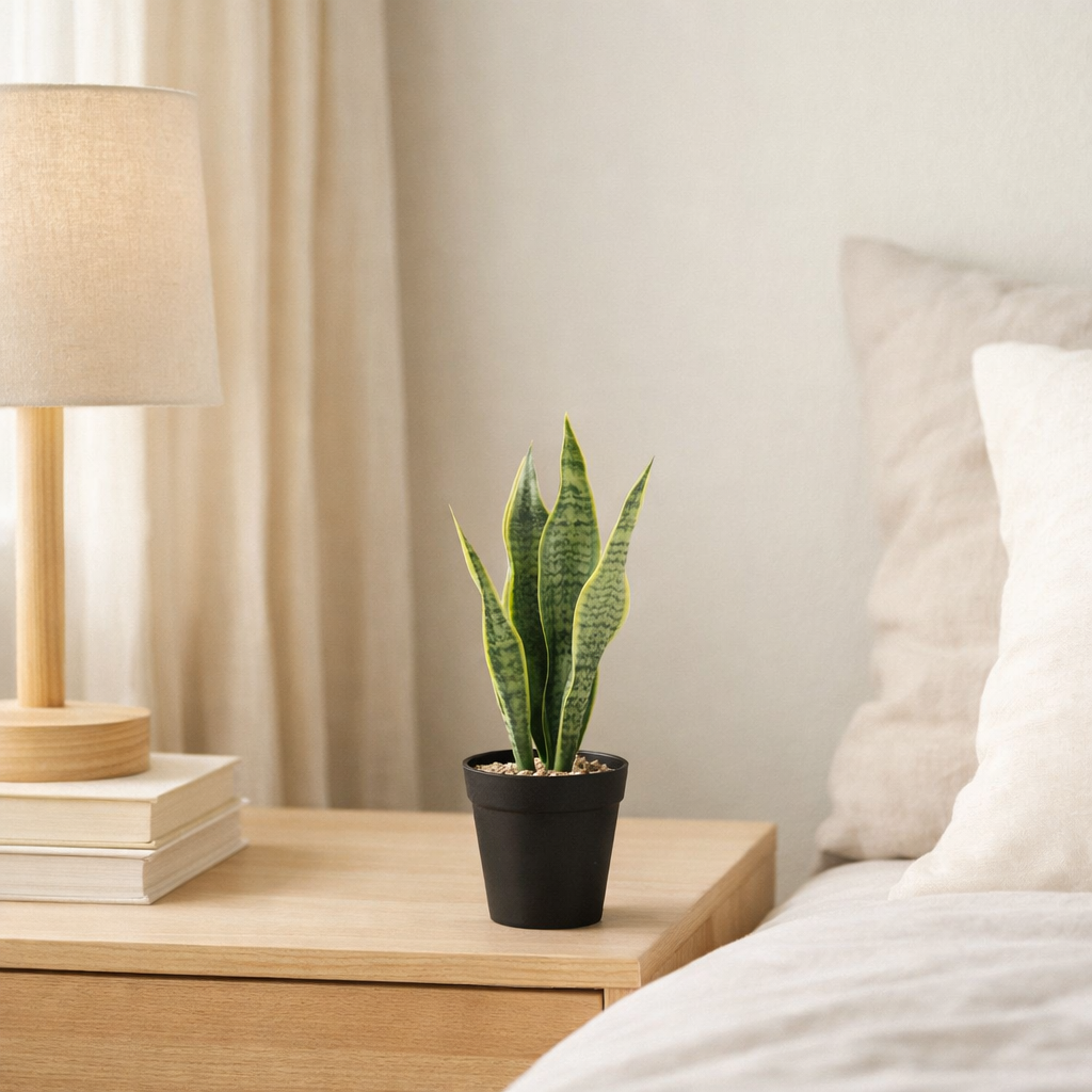 J-Line Dracaena Trifasciata en pot artificiel vert petit en situation