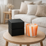 Bougie parfumée J-Line Noa Strepen - Stone & Rock - verre - orange - S - 50U en situation