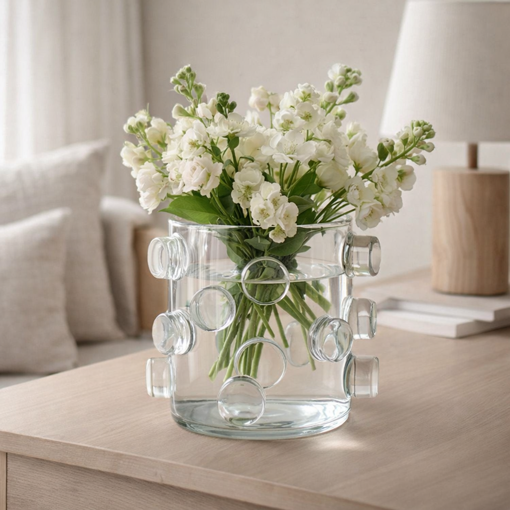 J-Line Vaas Caillé - GLAS - Transparent - Small - Ø 21,5 cm en situation