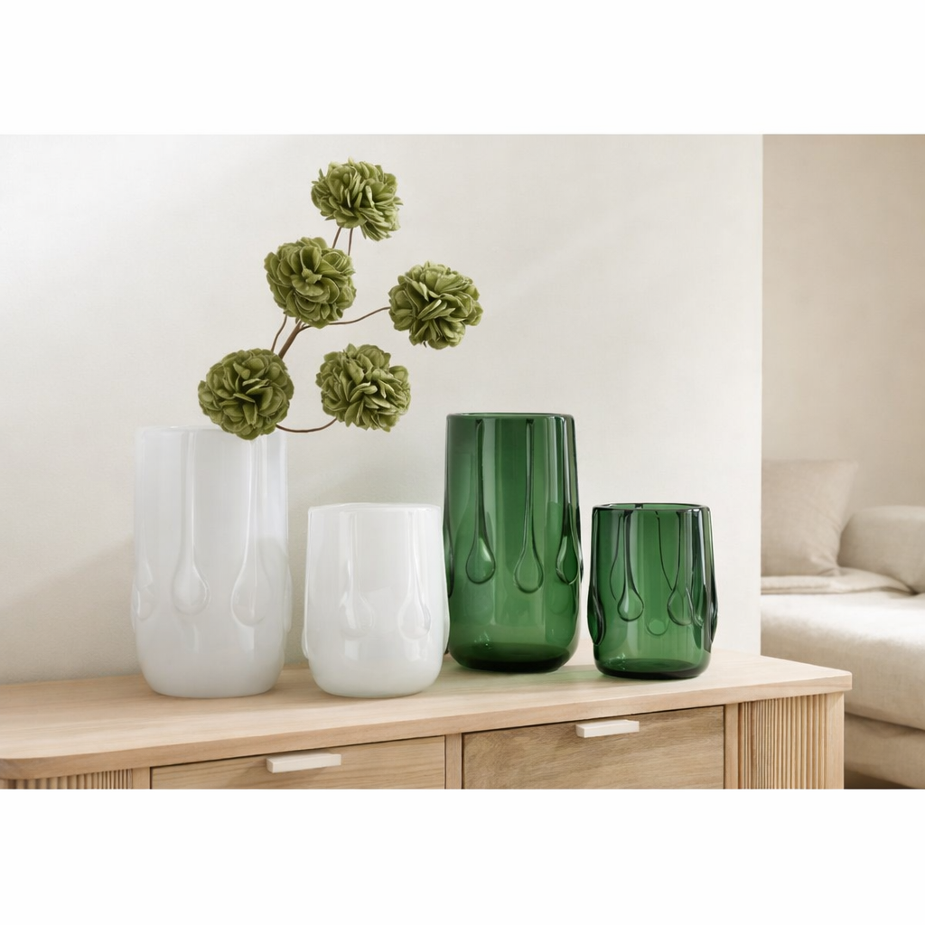 J -line Vaas Drippy - Glass - Groen - Small - Ø 18,5 cm en situation