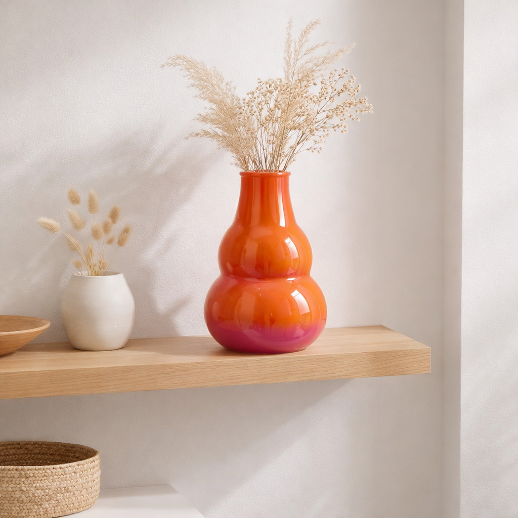 Vase J-Line - verre - orange/rose - grand en situation