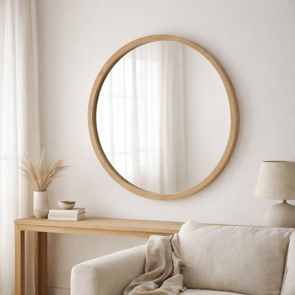 Miroir mural J-Line - hout - beige clair - L en situation