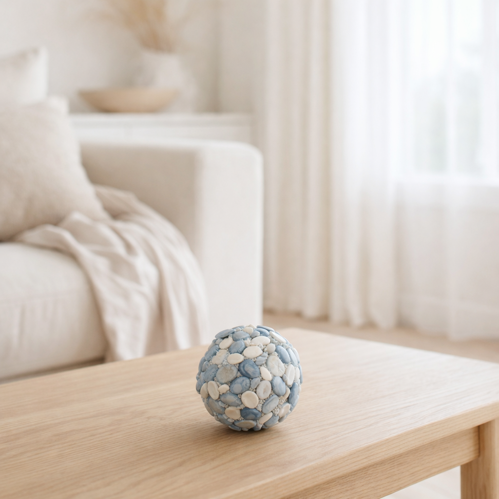 Boule de décoration J-Line - coquillages - bleu clair - petite en situation